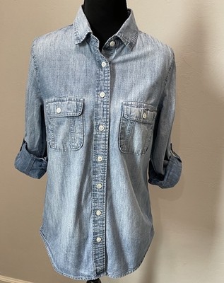 Women's Long Sleeve Denim Blouse Lightweight J Crew Size 2