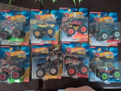 2026 Hot Wheels Monster Trucks With Crushed Car Lot Of (8)-1:64 Scale-Brand New!