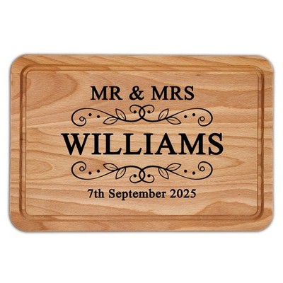 Personalisiertes Mr and Mrs Schneidebrett aus Holz individuell Name und Datum Hochzeit...