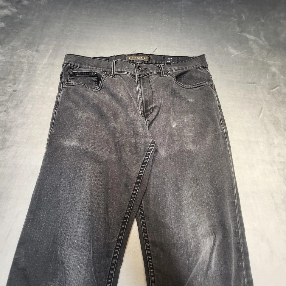 Pantalones de mezclilla elásticos calce ajustado negros 32x30 Ring Of Fire para hombre estilo clásico Foto 2 de 4