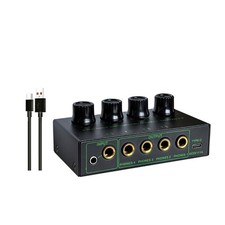Headphone Amplifier 4 Channel LED Stereo Sound Amplifier Earphone Splitter Power