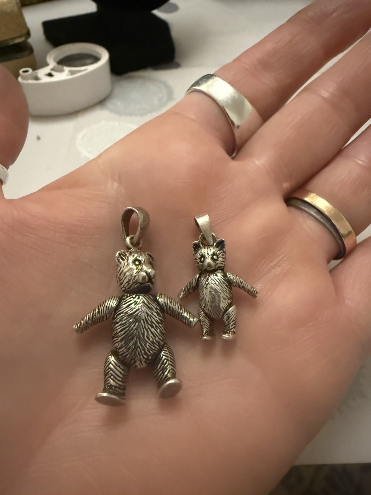 Super Vintage Large Solid Silver Articulated Tedd… - image 13