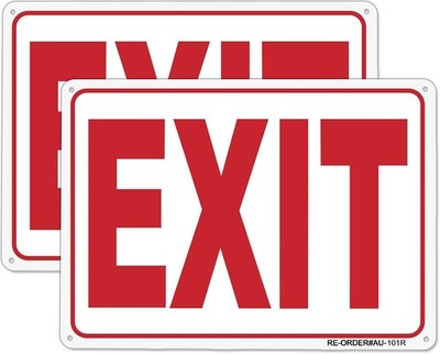 Exit Sign, 2 Pack 10x7 Inch, Rust Free .040 Aluminum Reflective Sign, UV Protect