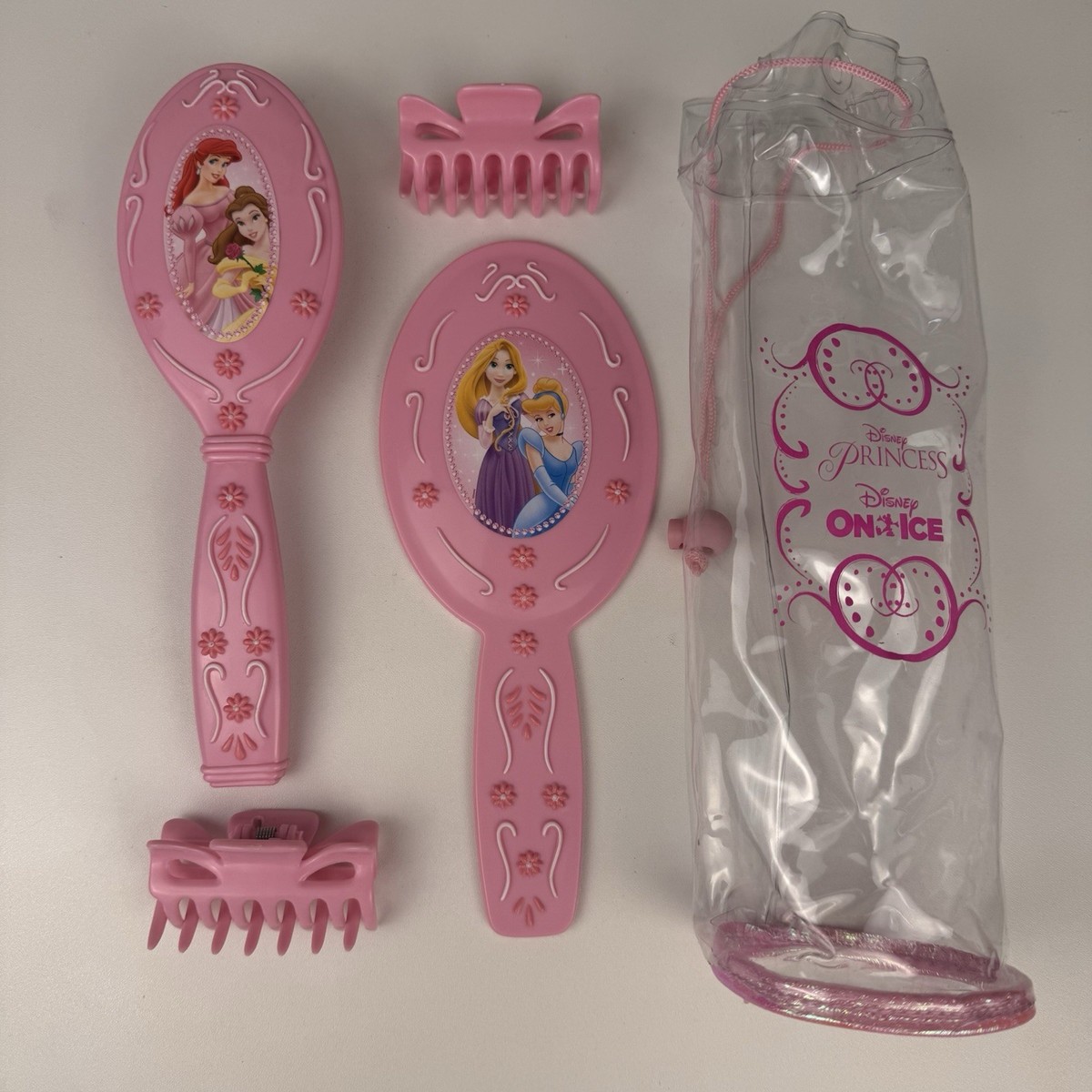 Disney On Ice Princess Vanity Mirror & Brush Set Cinderella Belle