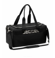 Versace Fragrances Black Duffle with Silver Tone Zipper Travel Overnight Bag New
