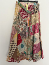 Jaded Gypsy Patchwork Maxi Wrap Skirt Tie Waist Cotton Free Size NWT