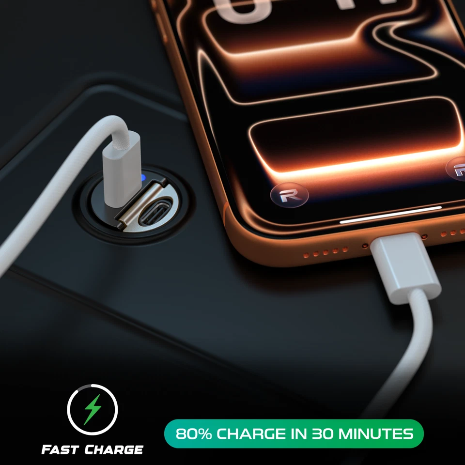 12V / 24V Dual 65W USB C Fast Charging Adapter Cigarette Lighter Car Charger - Image 2 of 4