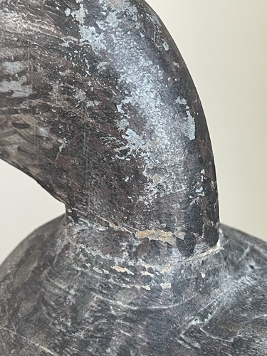 Antique Real Duck Decoy Signed WK Wood Rustic Black Brown Bill *READ* - Picture 3 of 18