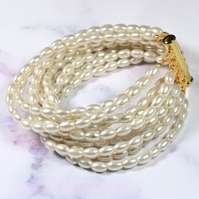 Echte AAA-Perlen glatt oval Edelstein Perlen 10 Schichten Armband 6-8 Zoll Mä...