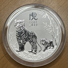 2022 Australia Perth Mint 5 Oz .9999 Silver Lunar Year Of The Tiger Bu Capsule