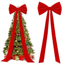 Extra Large Christmas Tree Topper Bow, 118x28 118 inches by 28 inches, Red
