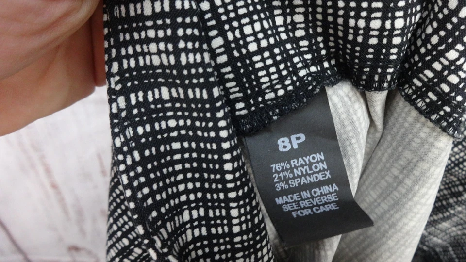 New Directions Pants Womens 8P Petite Black White Check Dress Straight Leg - Image 3 of 4