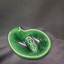 Mid Century Modern Ashtray Green Glazed Made In USA Vintage