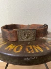 Antique Eagle Plate Belt Buckle and Leather Belt Civil War Era