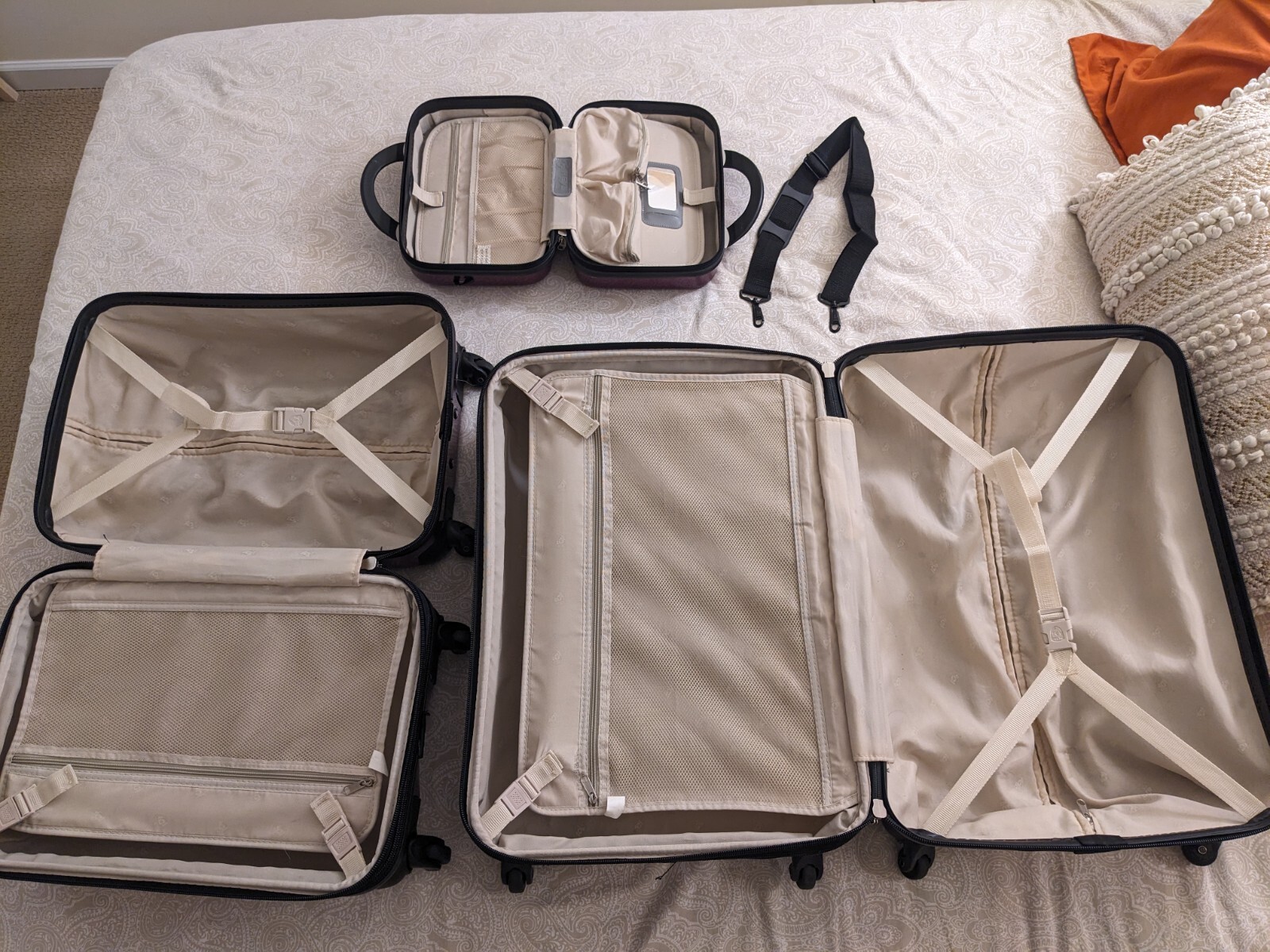 Heys luggage set purple hard case checked bag, carryon bag and cosmetic bag eBay