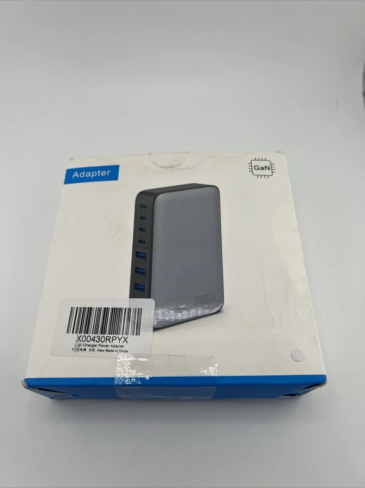 GaN 8-Port 200W USB C Fast Charging Station Silver/White HX100P7 Adapter - Image 4 of 4