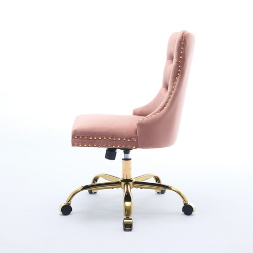 19.7-22.4" Height Home Office Chair Swivel Velvet Desk Chair Accent Char Pink - Picture 5 of 16