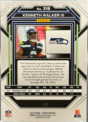 2022 Panini Prizm Football Kenneth Walker III NFL Seattle Seahawks