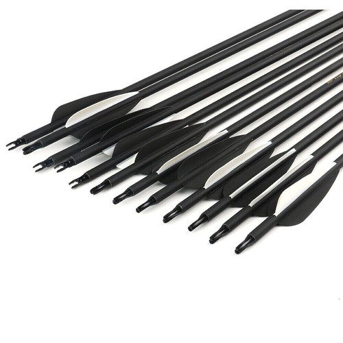 12Pcs 28/30/32inch Carbon Arrows 60pound Recurve Compound Bow outdoor Hunting - Picture 10 of 15