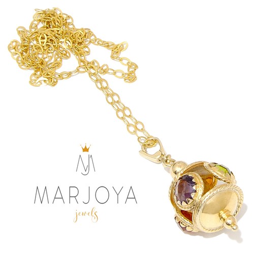 Collana lunga con charms,quarzi multicolor in argento 925,dorato,70-80-90-100cm - Foto 27 di 114