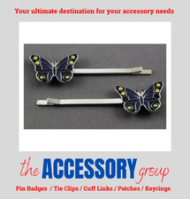 New Pair 2 x Butterfly Blue hair clip enamel women girls Hair Grips Accessories