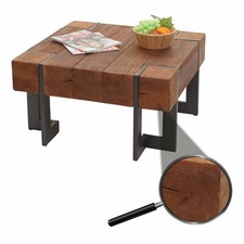 B-Ware Couchtisch MCW-A15, Wohnzimmertisch, Holz rustikal massiv, braun 70x70cm