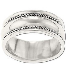 Sterling Silver Ladies Rope Edge Band Ring