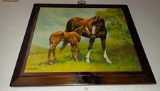 Horse & Foal Pony Wall Wood Plaque Country Style Barn Decor Rustic Wall Mount