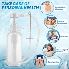 Vaginal Anal Douche Colon Cleaning Kit 300ml Press Enema Bottle With Nozzle