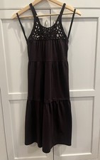 DELETTA Anthropologie Crochet Neckline Tie Back Halter Sun Dress size Small