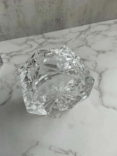Vintage small glass OWL lid two piece crystal box owl has chip on ear bird - Picture 7 of 17