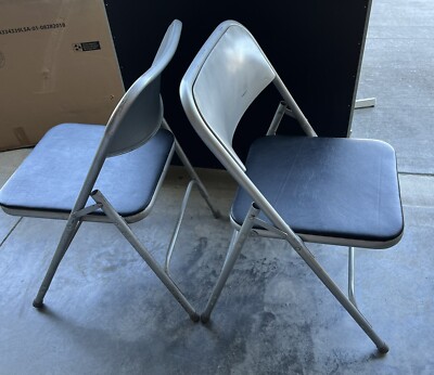 Two Samsonite Folding Chairs Monarch Mid Century Padded Metal