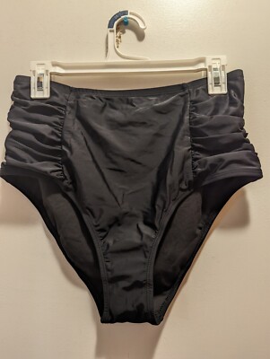 Tempt Me Women's High Waist Swim Suit Bottom Size Large Black NWT