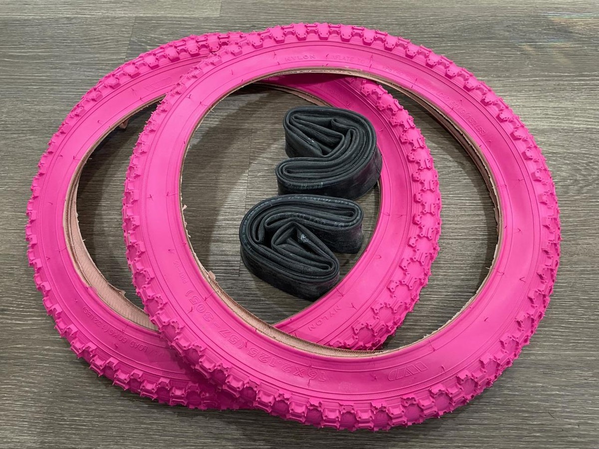 New PINK Kids Bicycle Tires and Tubes 16 x 2.125 Fits 1.75 1.95 