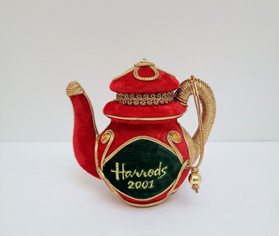 Harrods Department Store * 2001 TEAPOT ORNAMENT * London England, 4 1/2'', EXC