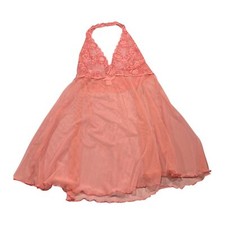 Victoria  s Secret Women  s Top Halter Pink Lace Babydoll Lingerie Floral Sheer LG