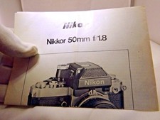 Nikon Nikkor 50mm f1.8 Ai Lens instruction Owners Manual Guide EN  English