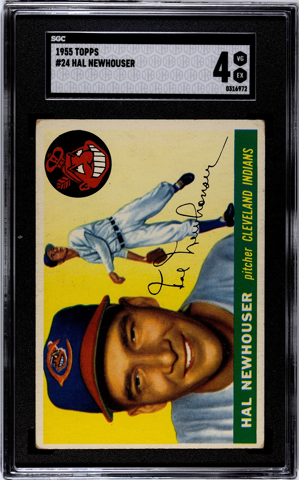 1955 Topps HAL NEWHOUSER Cleveland Indians #24 SGC 4 VG/EX Condition