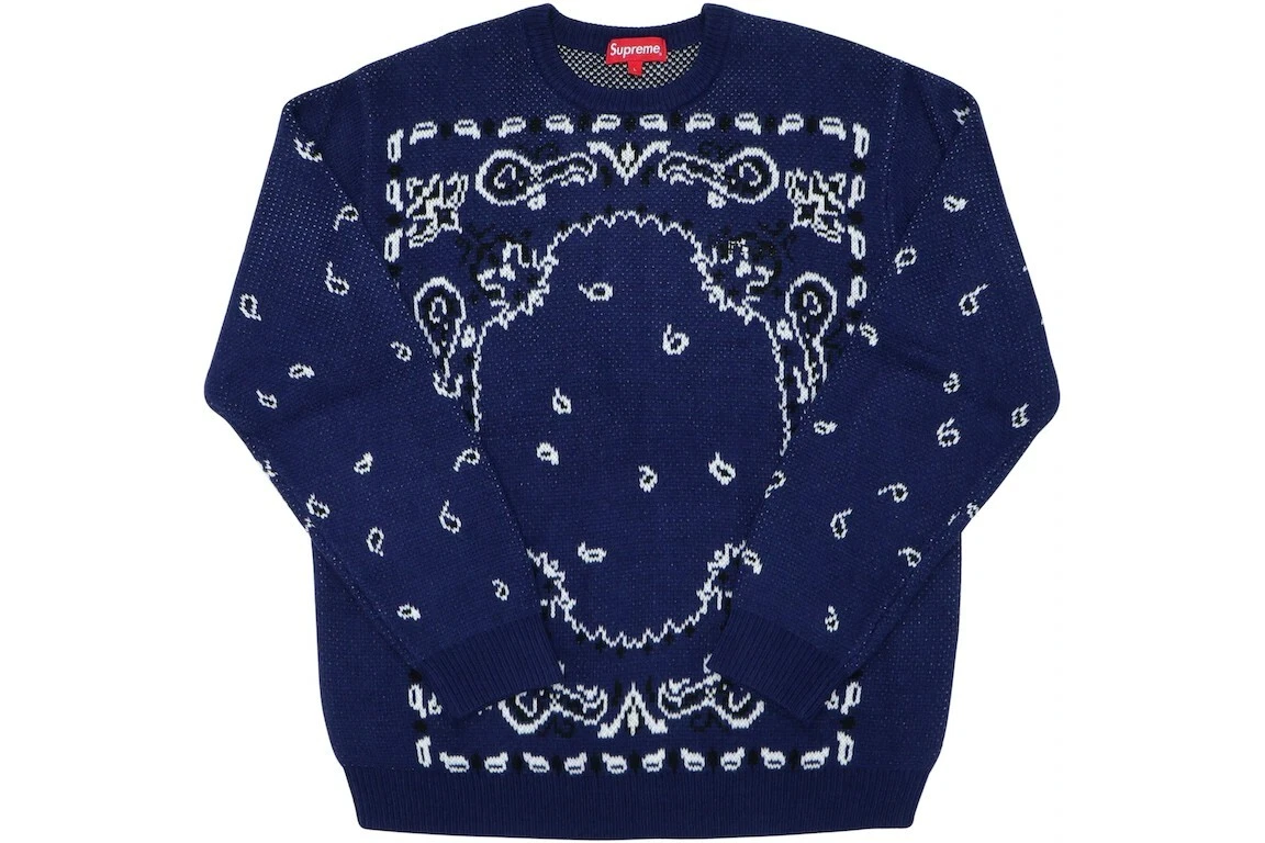 Pull Supreme Bandana bleu marine (SS18) homme taille XL authentique