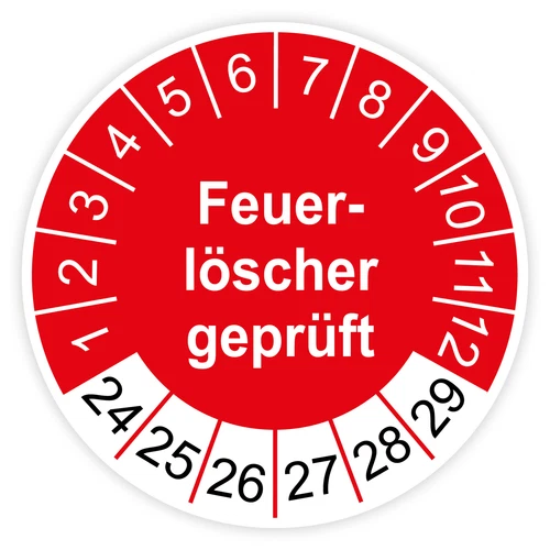 Prüfplaketten „Feuerlöscher geprüft“ Feuerlöscher Prüftermin UVV DGUV R005