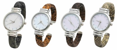 Blekon Collections Analog Qrtz Women 30mm Case Leather Pattern Cuff Bangle Watch