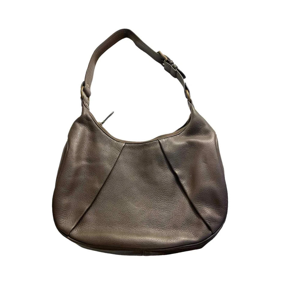 Eddie Bauer Genuine Cow Leather Purse Shoulder Bag Zipper Hobo Adjustable Brown - Image 2 of 4