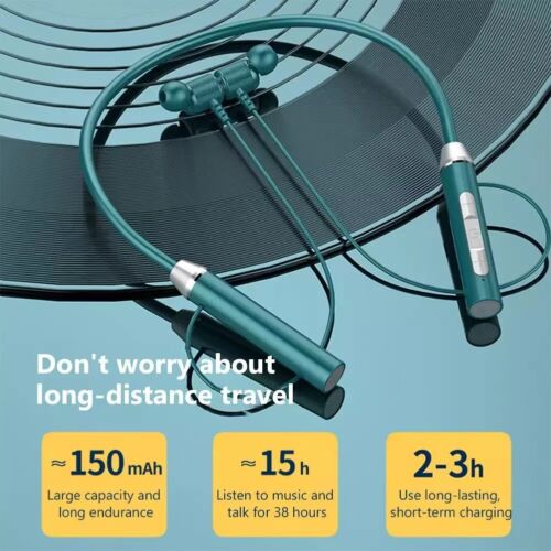Wireless Bluetooth Headphones Super Bass Neckband Stereo Earphones Headsets Mic - Picture 2 of 14