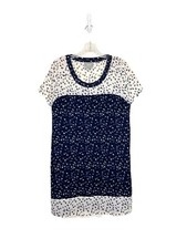 Maeve Anthropologie Short Sleeve Shift A-line Mini Dress In Navy Abstract M