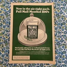 Vintage 1975 Pall Mall Cigarettes Print Menthol 100’s Air Tight Pack Ad Only