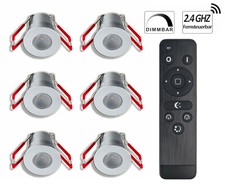 3W LED Mini Einbaustrahler Set dimmbar mit Fernbedienung, IP65 Schutz, Warmweiß