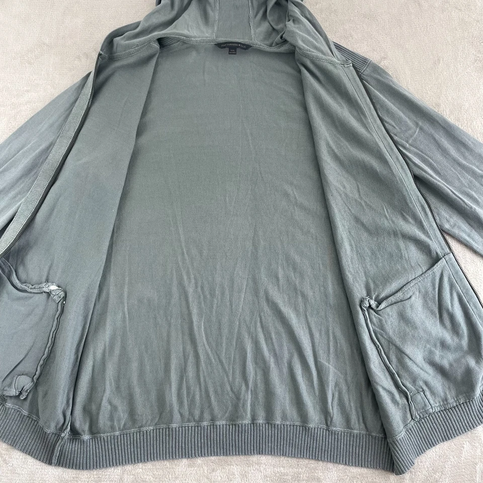John Varvatos EE. UU. Sudadera con Capucha Hombres 2XL Gris Tejido Cremallera Completa Parches en el Codo Diseñador Rock Foto 4 de 4