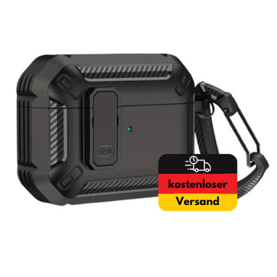 Airpods 1/2/3 Pro Case Hülle Schutzhülle Carbon Optik Karabiner Hartplastik