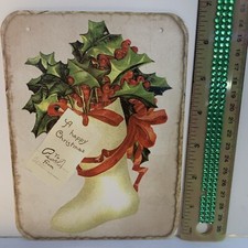 Christmas Wall Decor Holiday Vintage Style Die Cut Cardboard 5 X 7