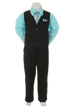 Aqua Formal Boys Pinstripe Vest Suit Set Holiday Infant Toddler Big Boy Sizes